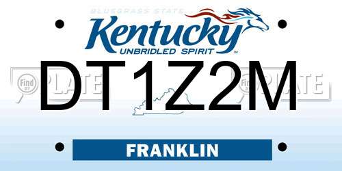 DT1Z2M Kentucky License Plate