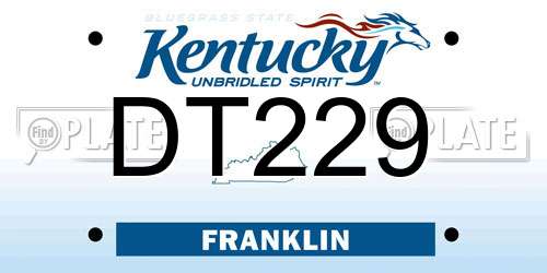DT229 Kentucky License Plate