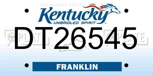 DT26545 Kentucky License Plate