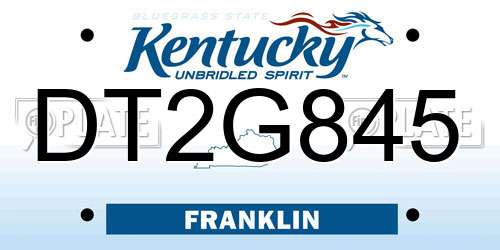 DT2G845 Kentucky License Plate
