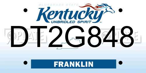 DT2G848 Kentucky License Plate