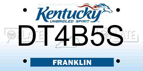 DT4B5S Kentucky License Plate
