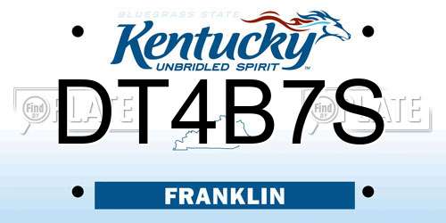 DT4B7S Kentucky License Plate