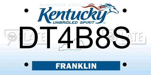 DT4B8S Kentucky License Plate