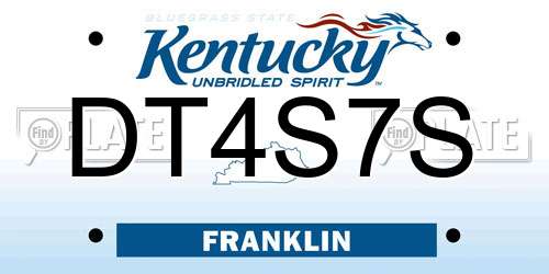 DT4S7S Kentucky License Plate