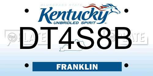DT4S8B Kentucky License Plate