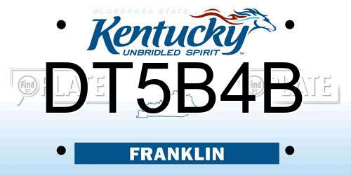 DT5B4B Kentucky License Plate
