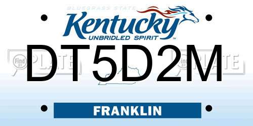 DT5D2M Kentucky License Plate
