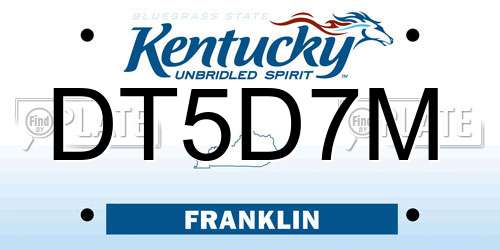 DT5D7M Kentucky License Plate