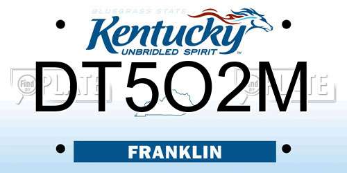 DT5O2M Kentucky License Plate