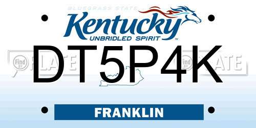 DT5P4K Kentucky License Plate