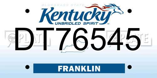 DT76545 Kentucky License Plate