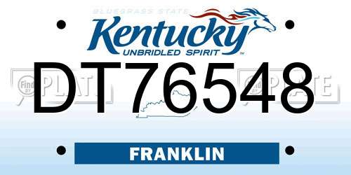 DT76548 Kentucky License Plate