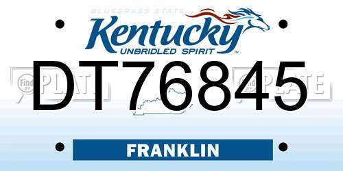 DT76845 Kentucky License Plate