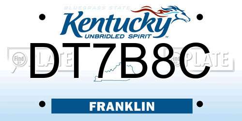 DT7B8C Kentucky License Plate