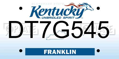 DT7G545 Kentucky License Plate
