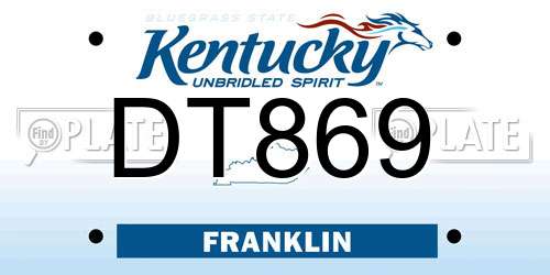 DT869 Kentucky License Plate