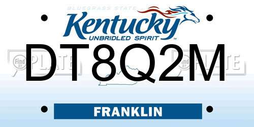 DT8Q2M Kentucky License Plate