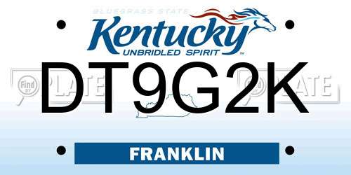 DT9G2K Kentucky License Plate