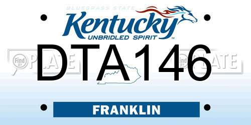 DTA146 Kentucky License Plate