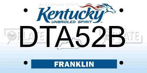DTA52B Kentucky License Plate