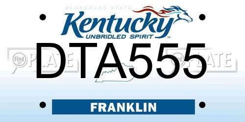 DTA555 Kentucky License Plate