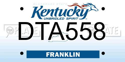 DTA558 Kentucky License Plate