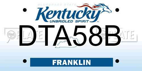 DTA58B Kentucky License Plate