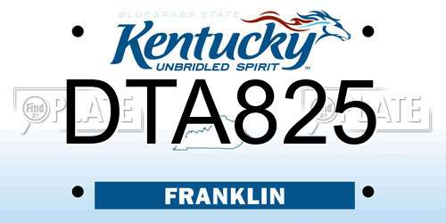 DTA825 Kentucky License Plate