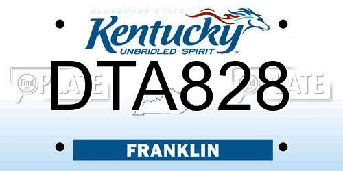 DTA828 Kentucky License Plate