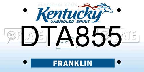 DTA855 Kentucky License Plate