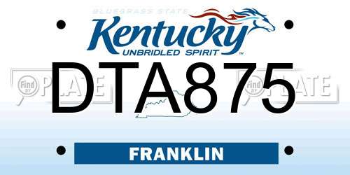 DTA875 Kentucky License Plate