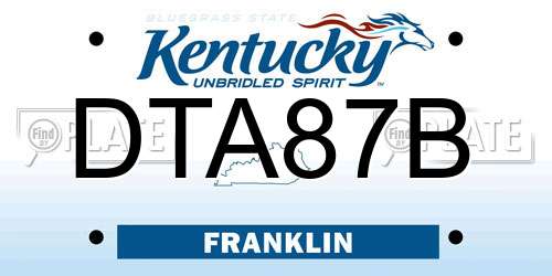DTA87B Kentucky License Plate