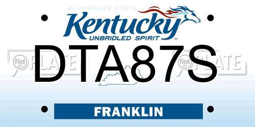 DTA87S Kentucky License Plate