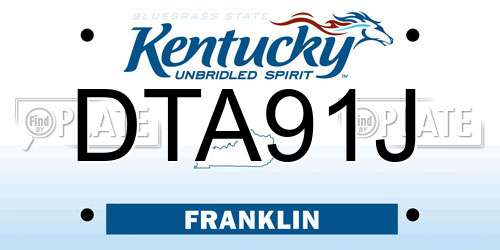 DTA91J Kentucky License Plate