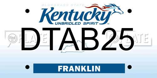 DTAB25 Kentucky License Plate