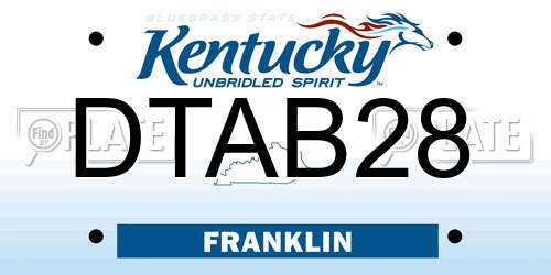 DTAB28 Kentucky License Plate