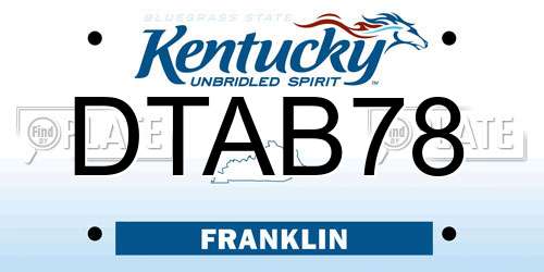 DTAB78 Kentucky License Plate