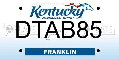 DTAB85 Kentucky License Plate