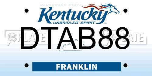 DTAB88 Kentucky License Plate