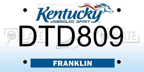 DTD809 Kentucky License Plate