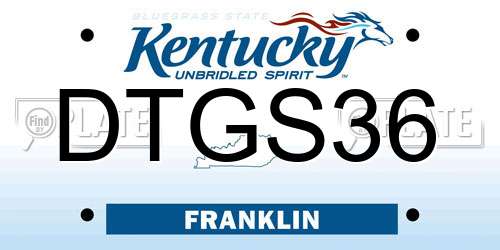 DTGS36 Kentucky License Plate