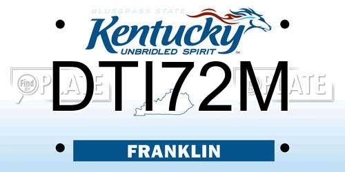 DTI72M Kentucky License Plate