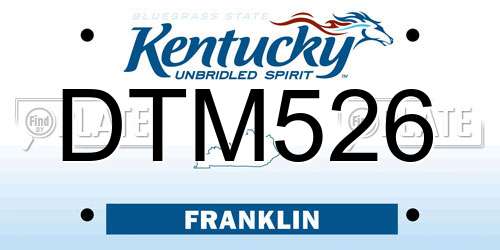DTM526 Kentucky License Plate