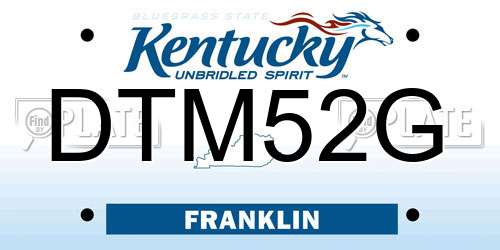 DTM52G Kentucky License Plate