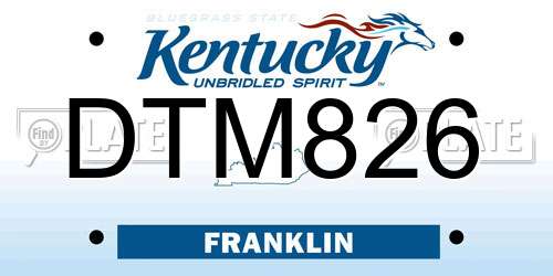 DTM826 Kentucky License Plate
