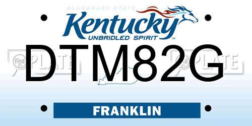 DTM82G Kentucky License Plate