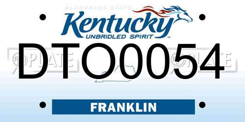 DTO0054 Kentucky License Plate