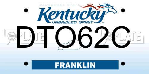 DTO62C Kentucky License Plate
