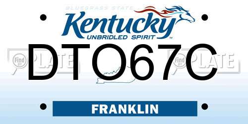 DTO67C Kentucky License Plate